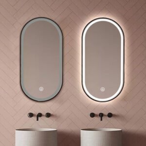 Miroirs à led avec cadre métallique en forme ovale 100*60